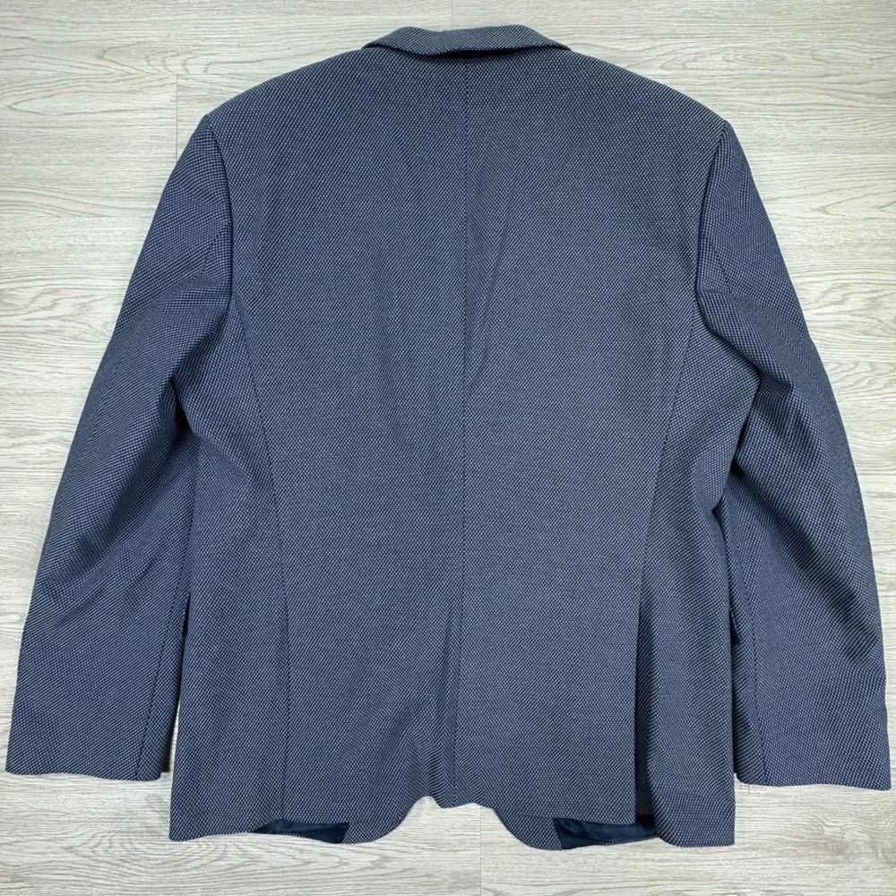 Hugo Boss Men's 46R Blue Textured Sport Coat Blazer Two Button Business Casual